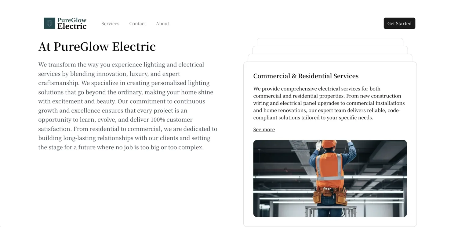 PureGlow Electric services page